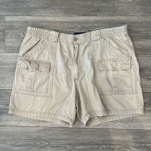 John Ashford Men’s Khaki Cargo Shorts W40 6” Inseam 6 Pockets Elastic Waist Prep